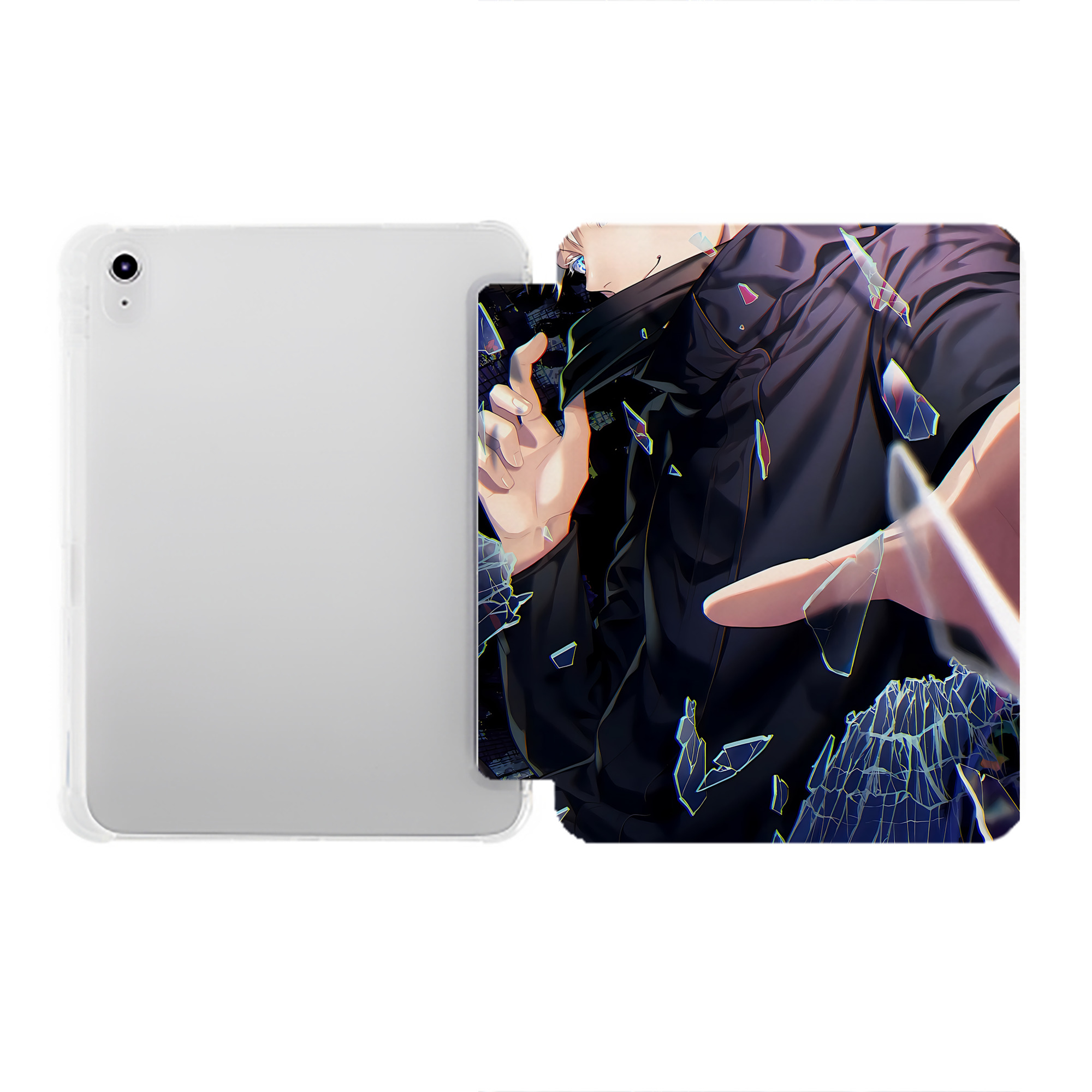 （画像用） 呪術廻戦 Jujutsu Kaisen IPad ケース ペン収納付き 三つ折りスタンド PUレザー×シリコン 対応機種9.5/10.5/10.9インチ